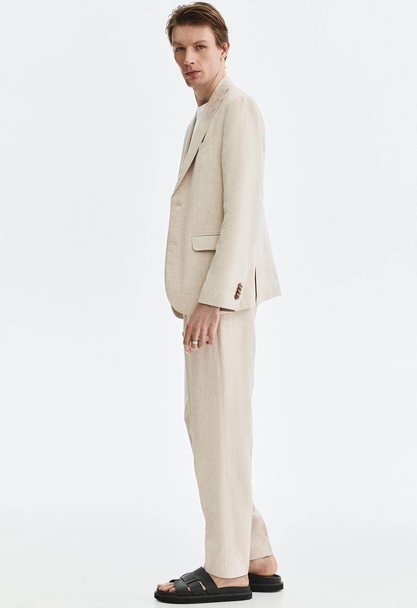 H&M - Regular fit tailored linen-blend trousers - beige