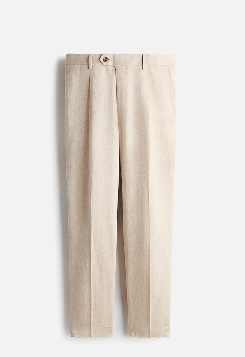 H&M - Regular fit tailored linen-blend trousers - beige