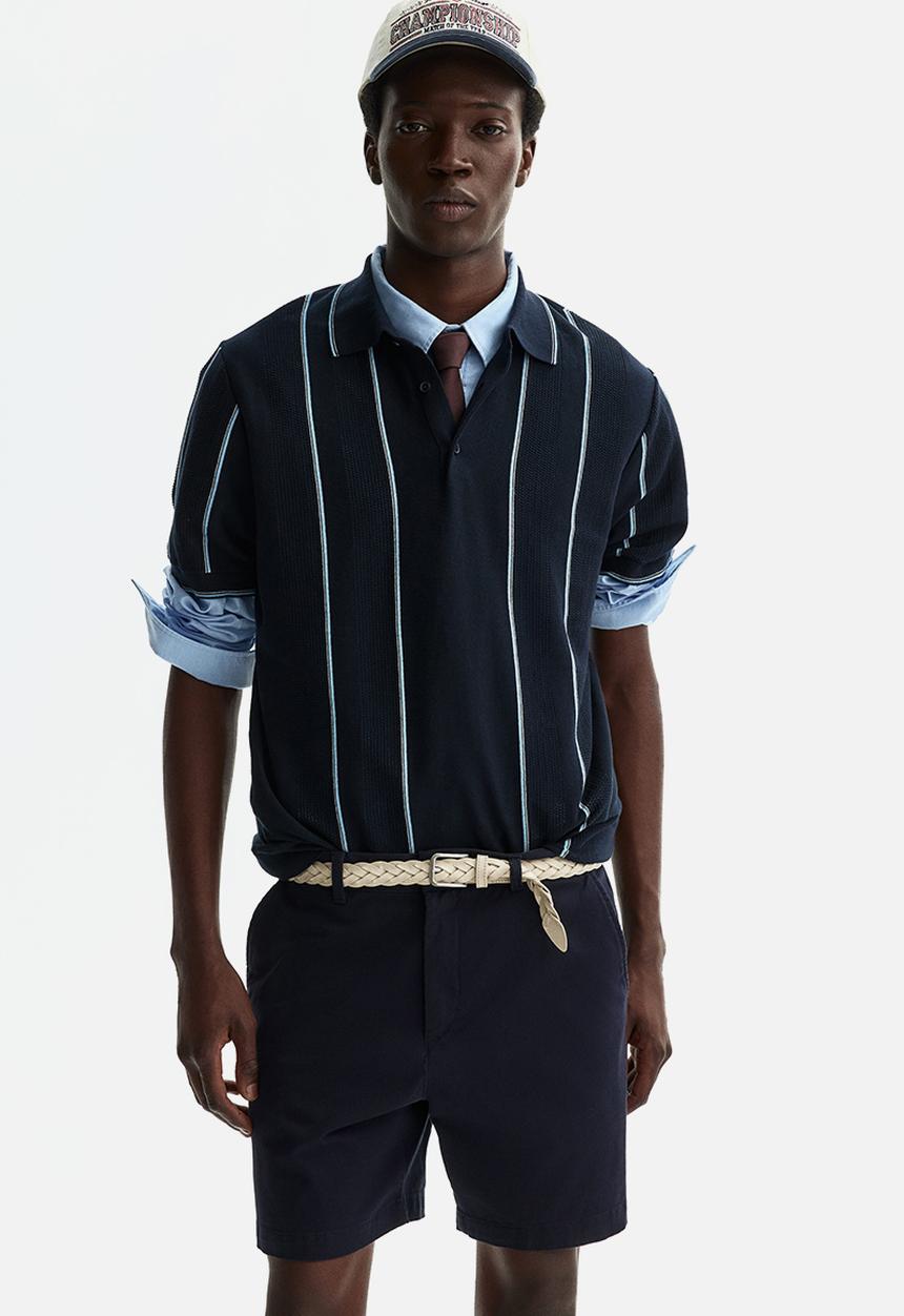 H&M - Regular fit cotton chino shorts - navy blue