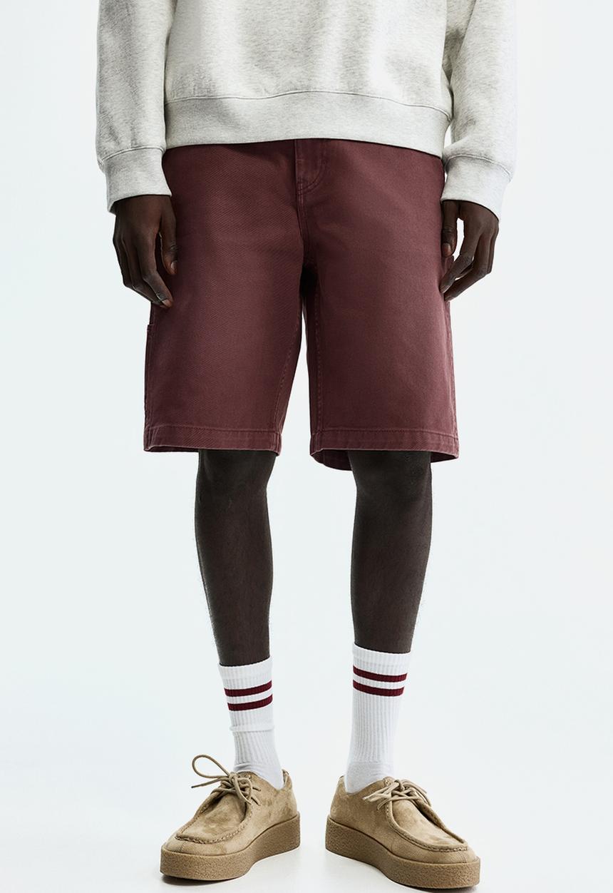 H&M - Relaxed fit carpenter shorts - burgundy