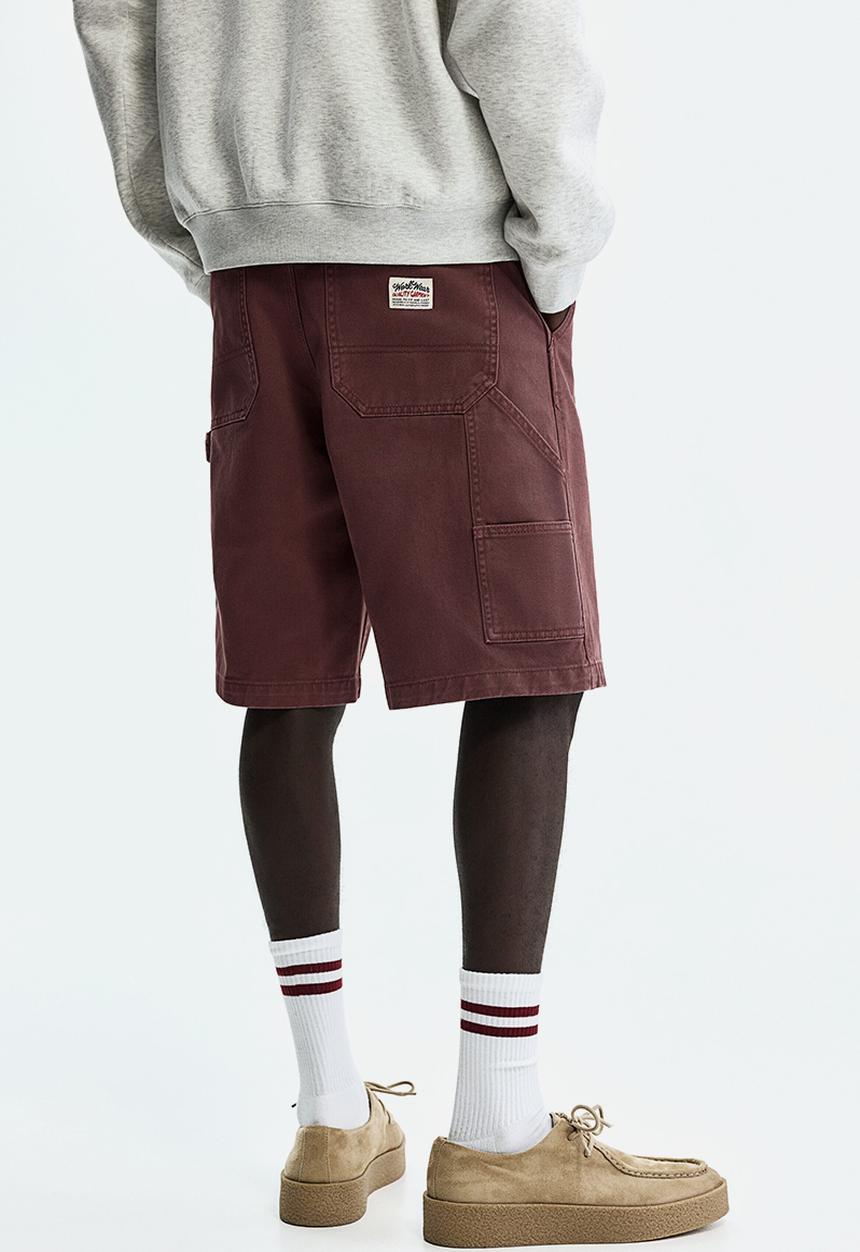 H&M - Relaxed fit carpenter shorts - burgundy