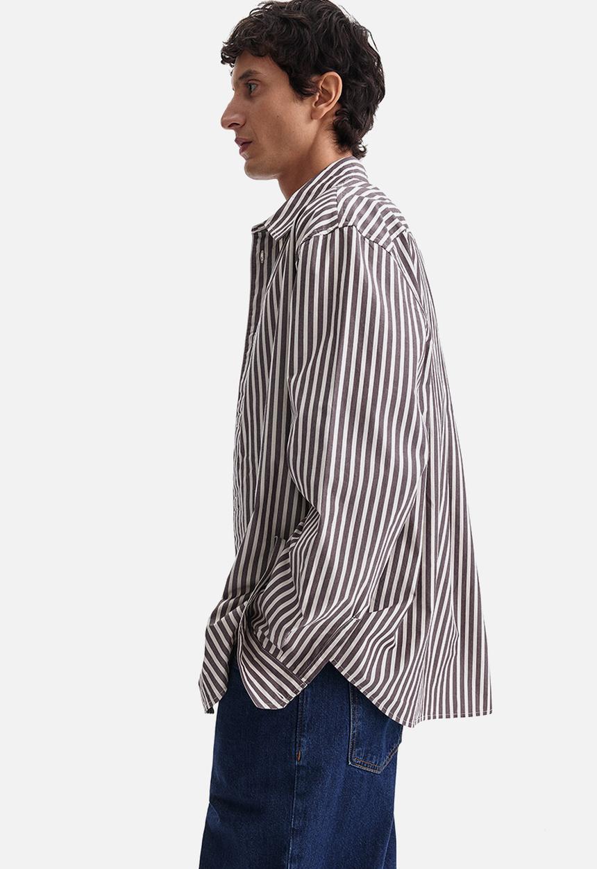 H&M - Relaxed fit cotton shirt - dark purple/striped