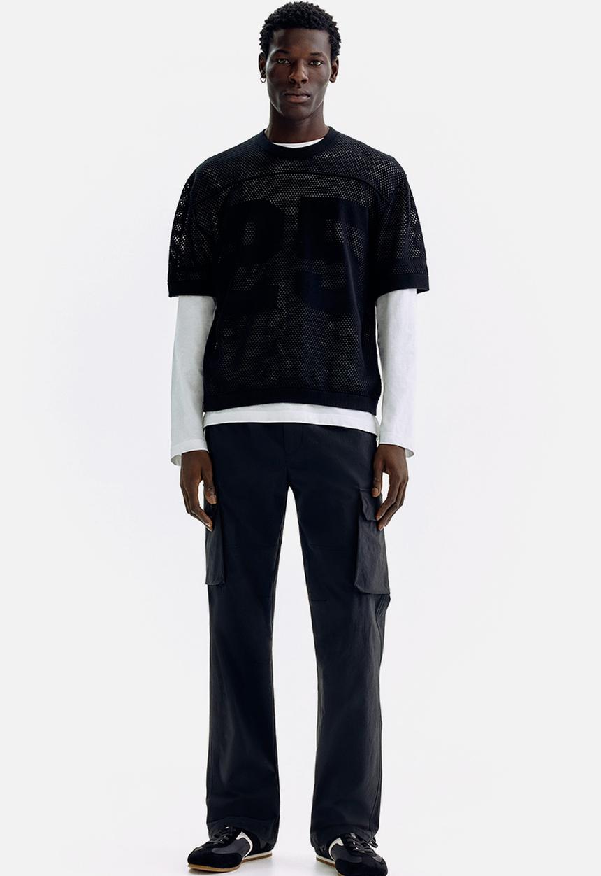 H&M - Regular fit nylon cargo trousers - black