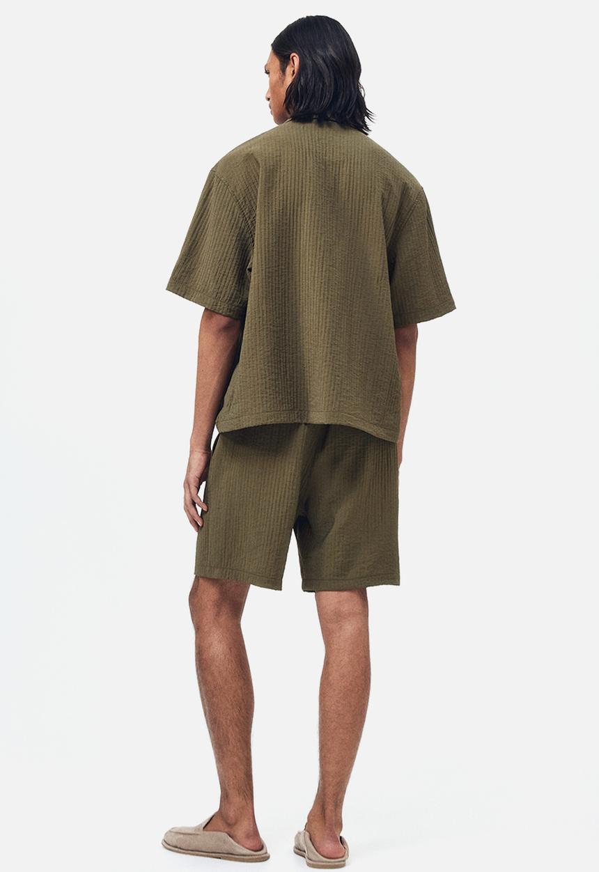 H&M - Relaxed fit textured shorts - khaki green