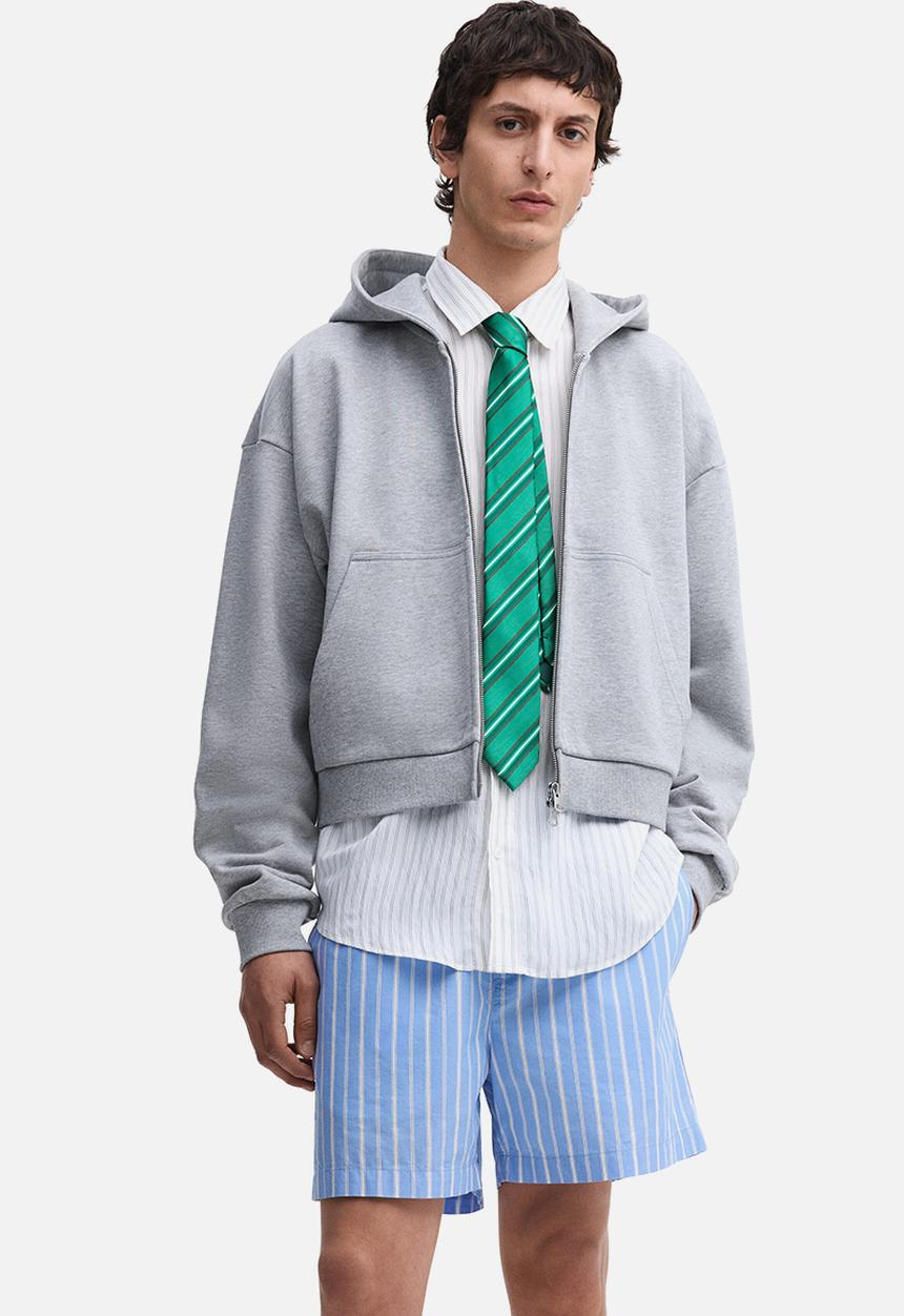 H&M - Regular fit cotton shorts - light blue/striped