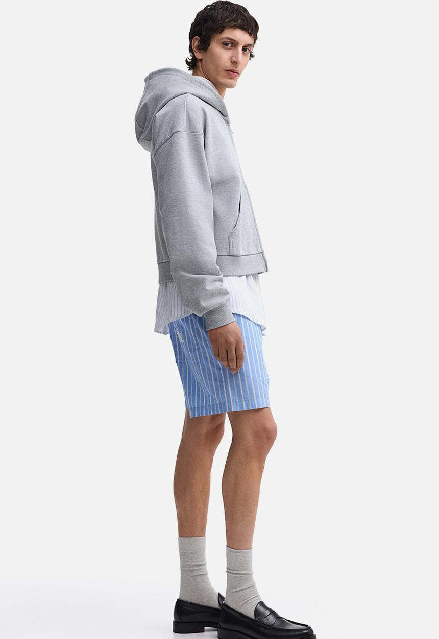 H&M - Regular fit cotton shorts - light blue/striped