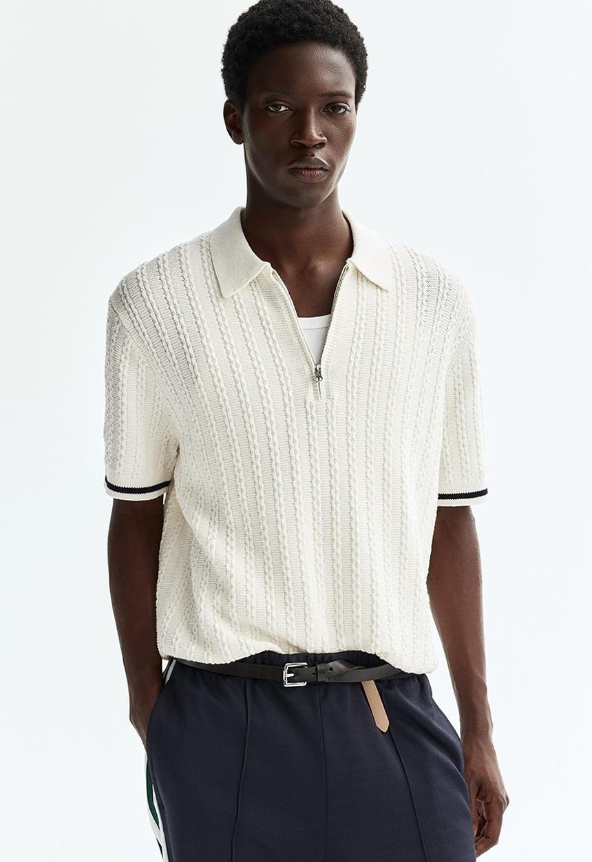 H&M - Relaxed fit cotton polo shirt - white