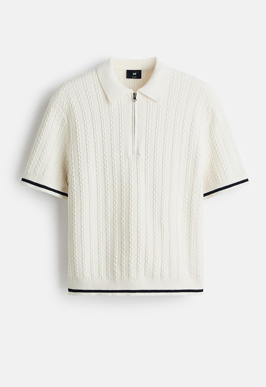 H&M - Relaxed fit cotton polo shirt - white