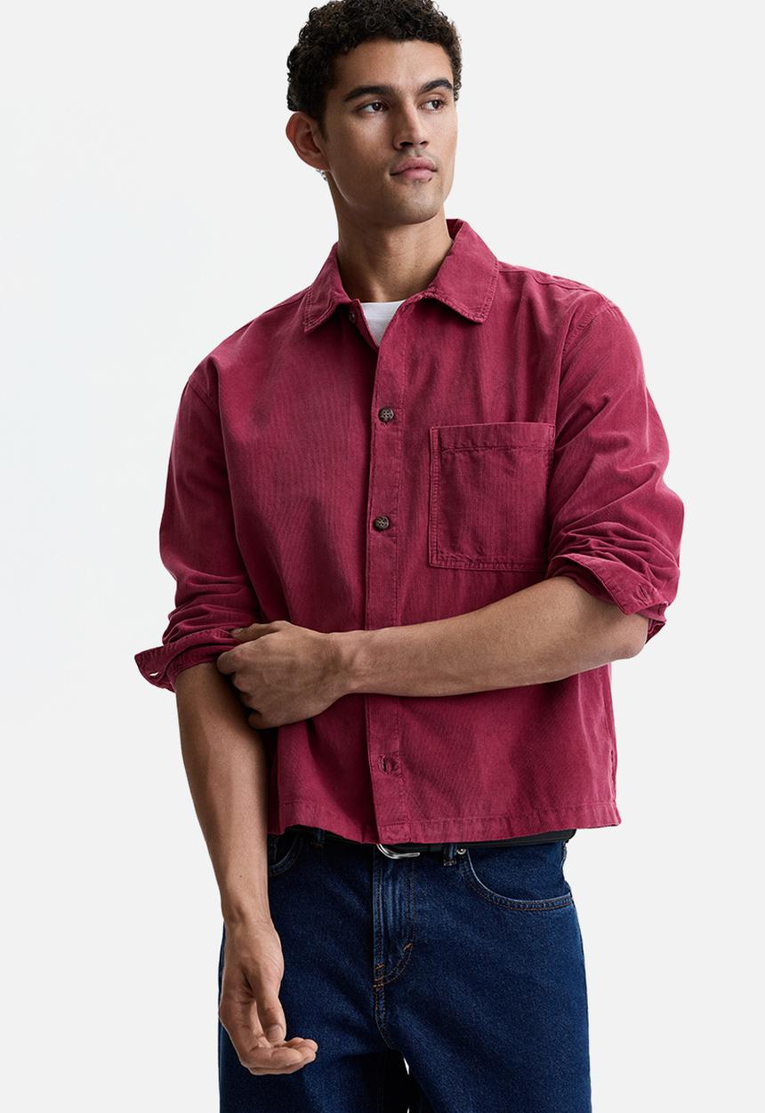 H&M - Relaxed fit boxy corduroy shirt - dark pink