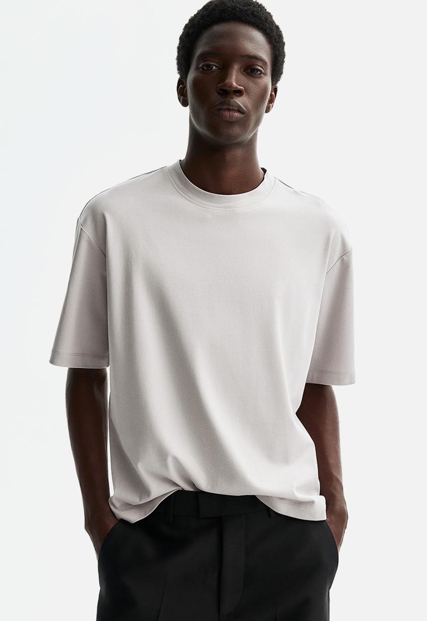 H&M - Loose fit boxy-style t-shirt - light grey