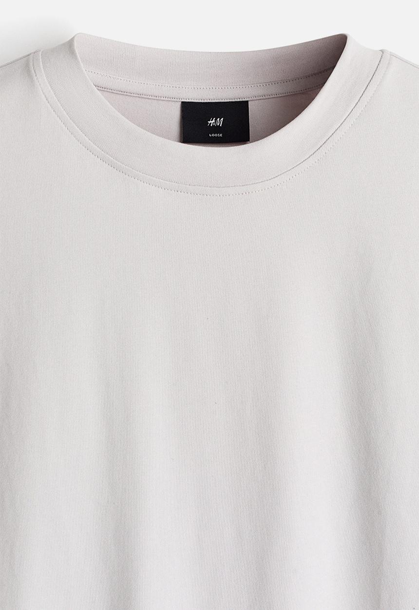 H&M - Loose fit boxy-style t-shirt - light grey