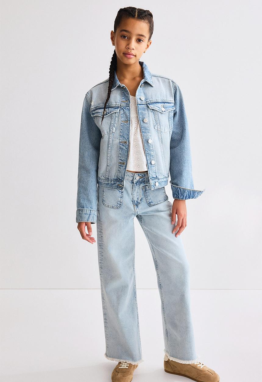 H&M - Relaxed fit wide leg ankle jeans - light denim blue