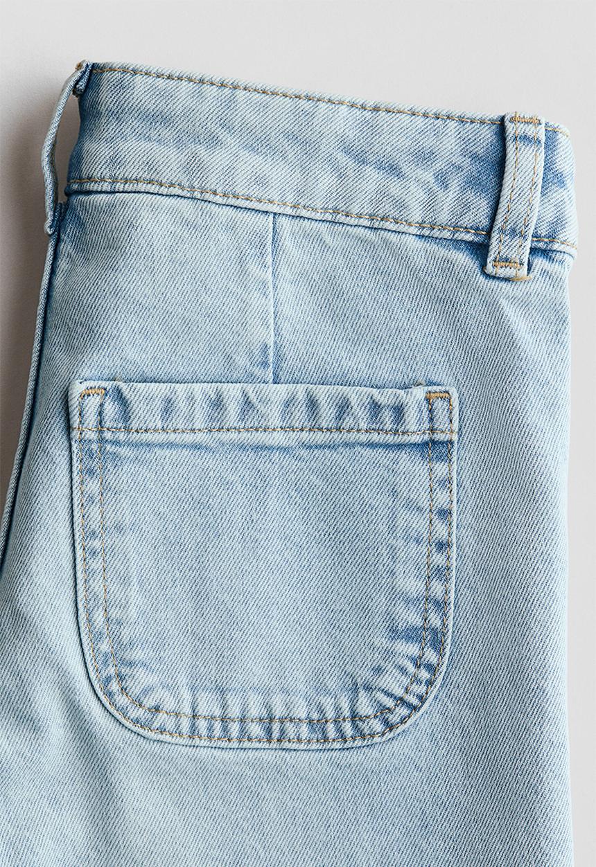 H&M - Relaxed fit wide leg ankle jeans - light denim blue