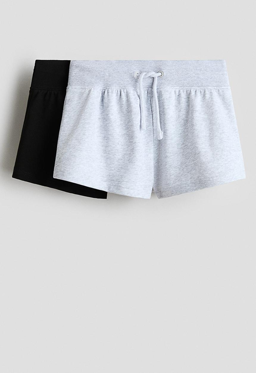 H&M - 2-pack sweatshorts - light grey marl/black