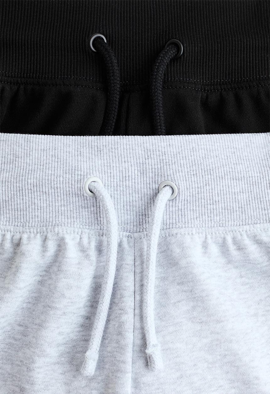 H&M - 2-pack sweatshorts - light grey marl/black