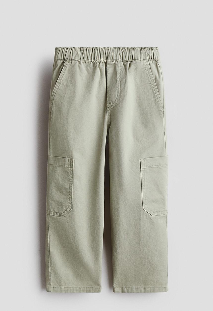 H&M - Cotton twill cargo joggers - light khaki green