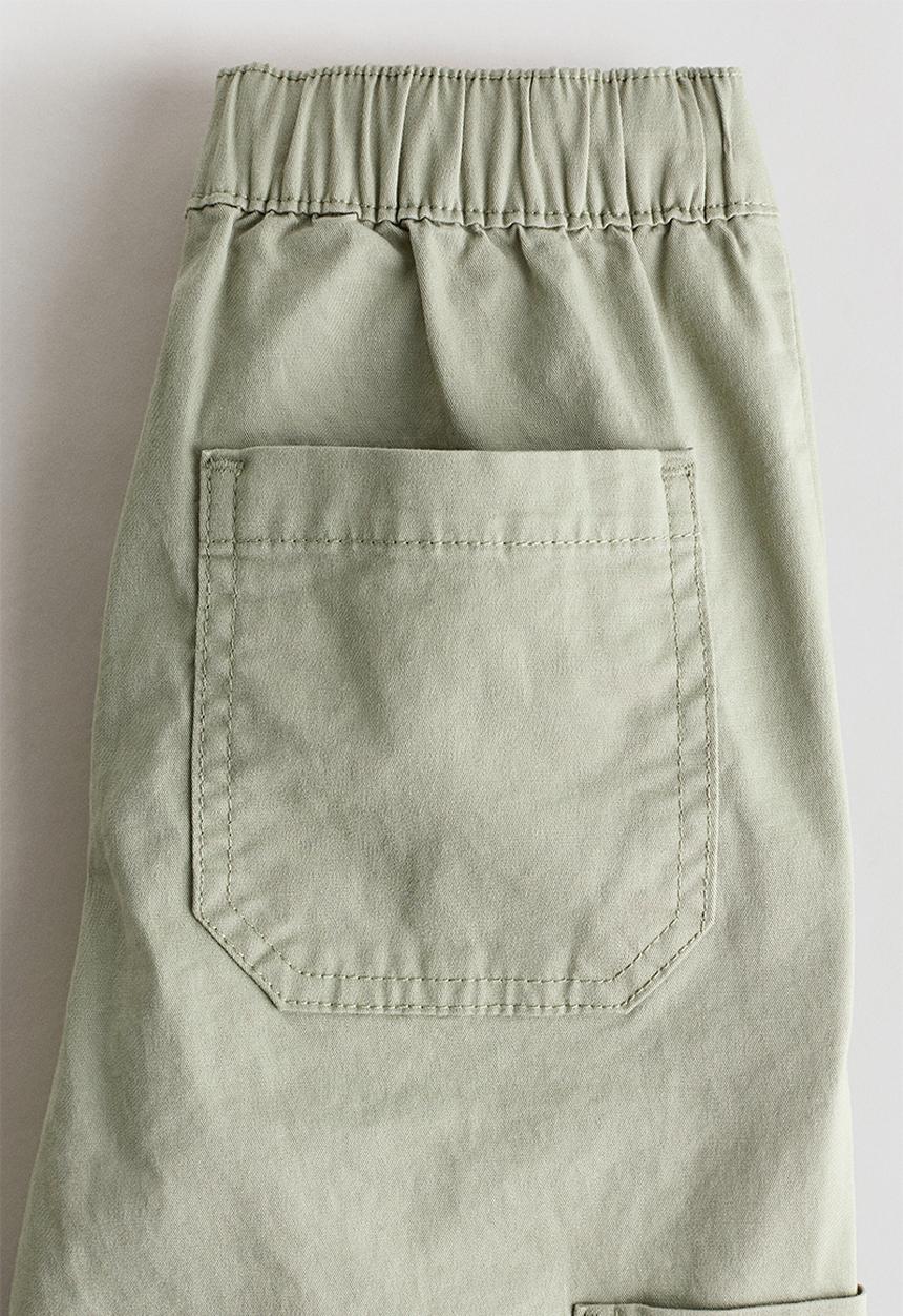 H&M - Cotton twill cargo joggers - light khaki green