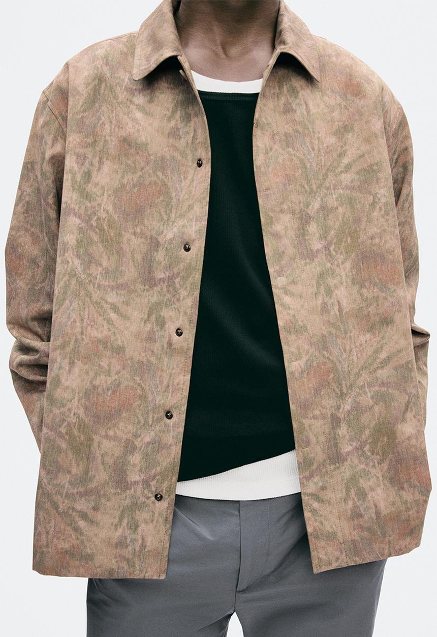 H&M - H&M Atelier: Overshirt - light mole/patterned