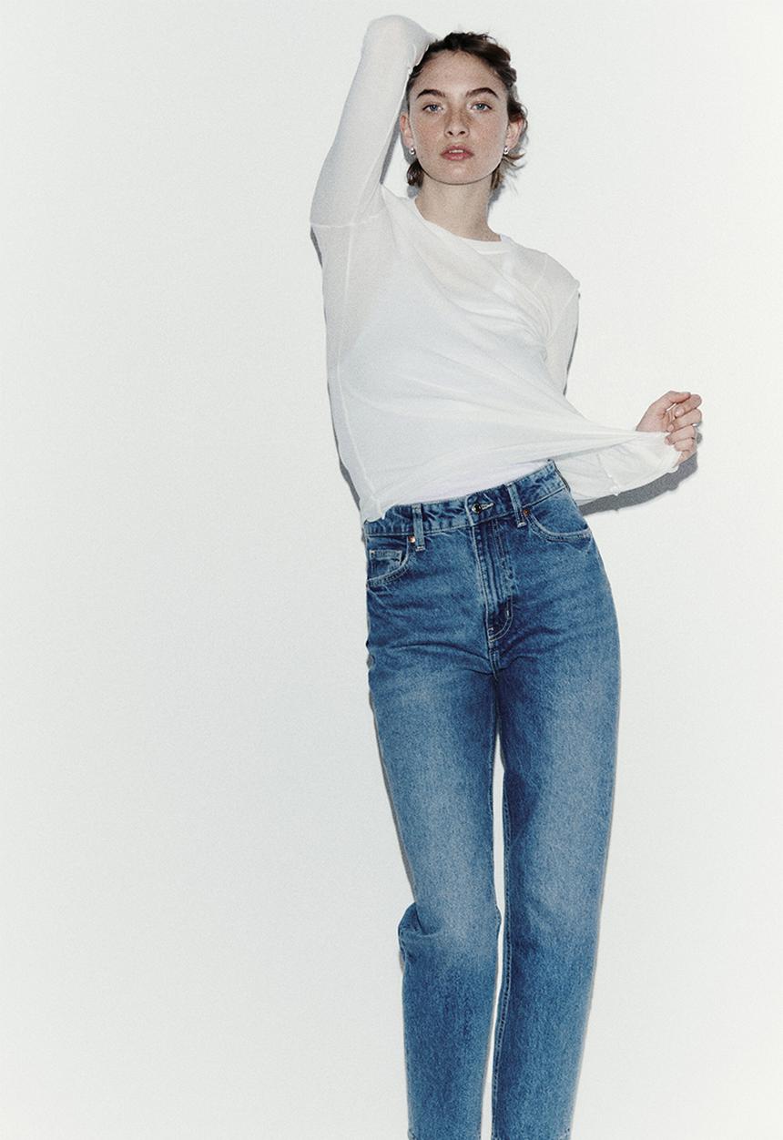 H&M - Mom slim fit high waist ankle jeans - denim blue