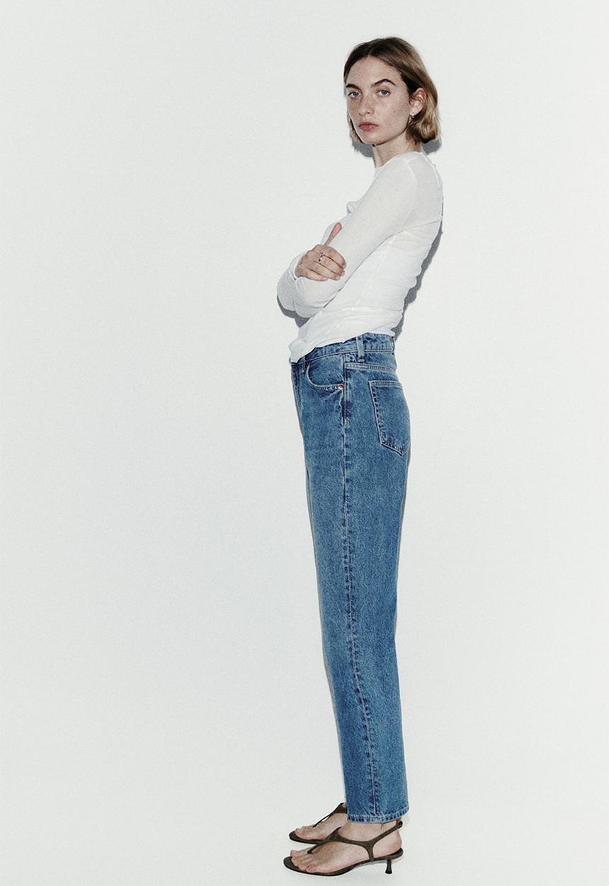 H&M - Mom slim fit high waist ankle jeans - denim blue