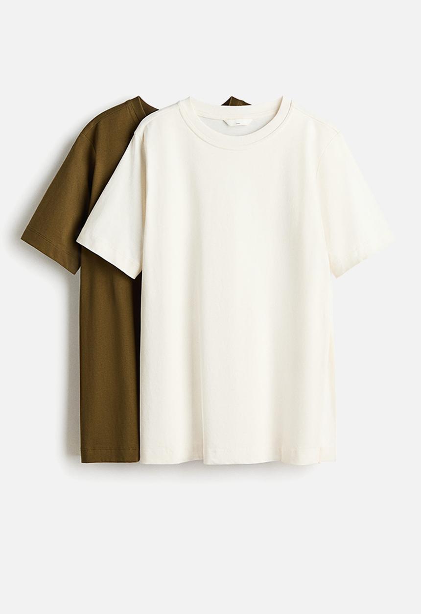 H&M - Mama before & after 2-pack nursing tops - khaki green/cream