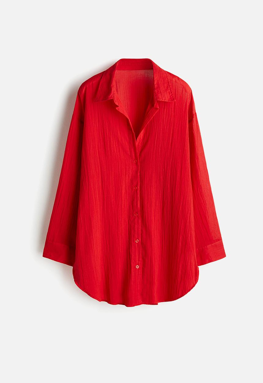 H&M - Long cotton shirt - red