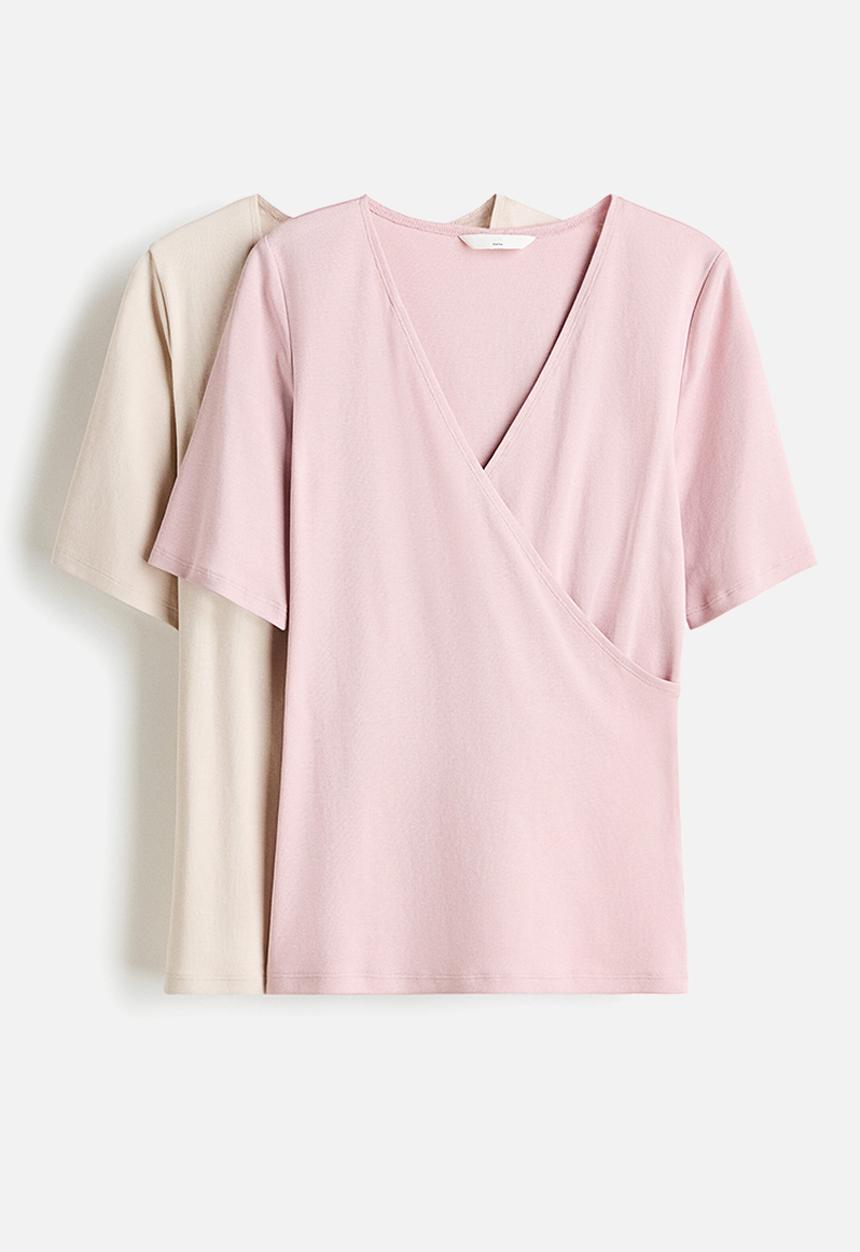 H&M - Mama 2-pack nursing tops - light pink/beige