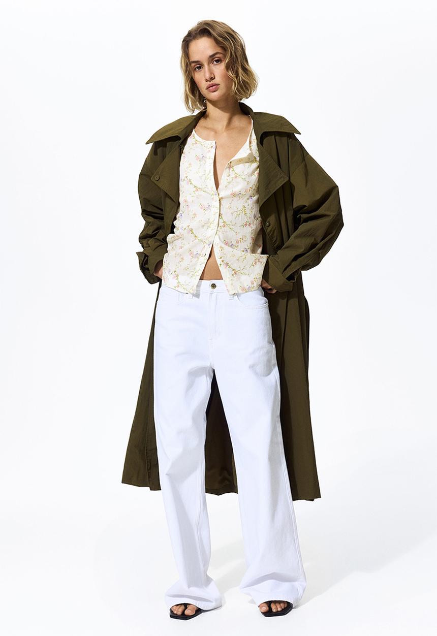 H&M - Linen-blend blouse - white/floral