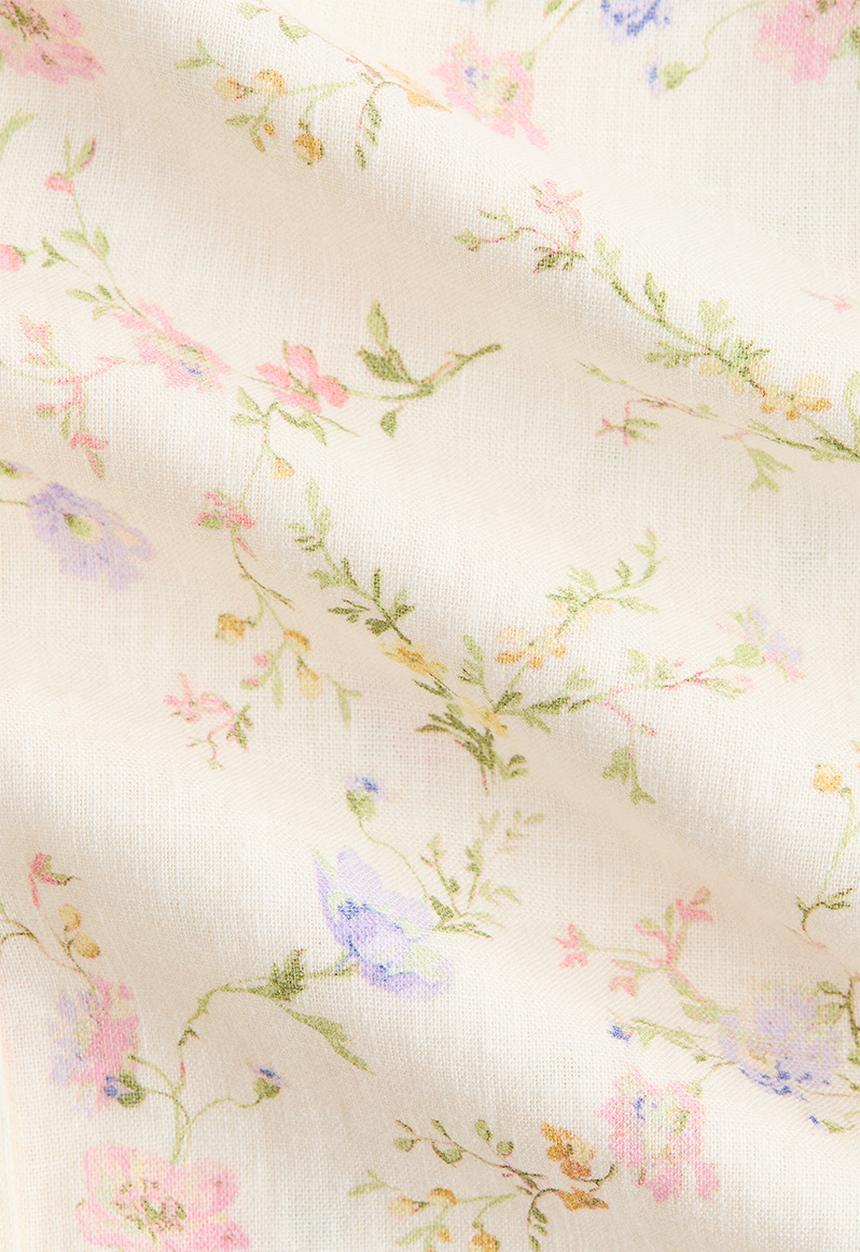 H&M - Linen-blend blouse - white/floral