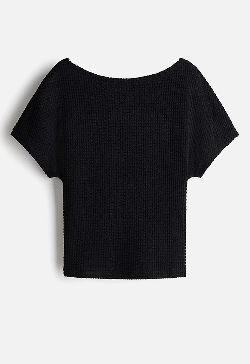 H&M - Batwing-sleeved jersey top - black