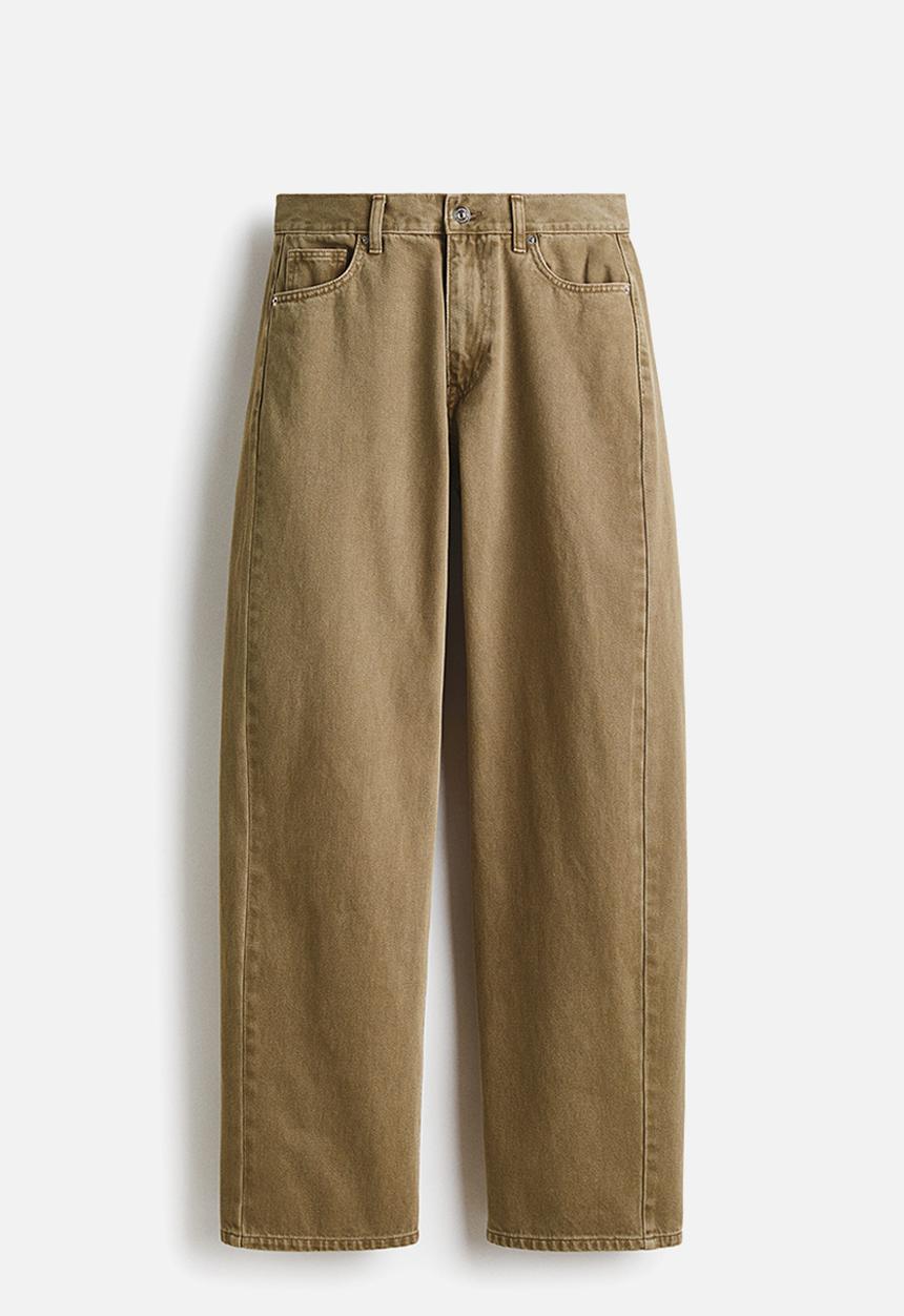 H&M - Baggy barrel regular waist jeans - khaki green