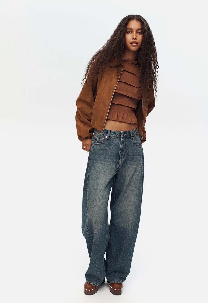 H&M - Baggy barrel regular waist jeans - dark denim blue