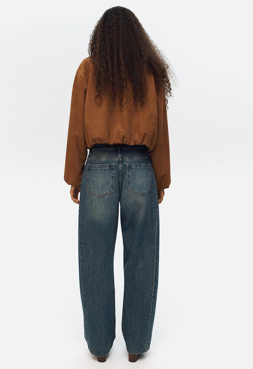 H&M - Baggy barrel regular waist jeans - dark denim blue