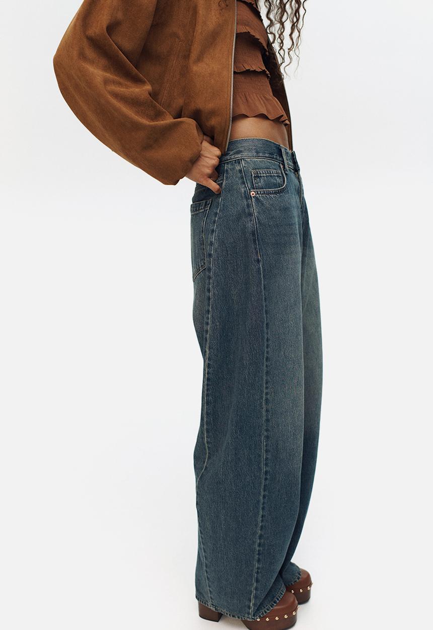 H&M - Baggy barrel regular waist jeans - dark denim blue