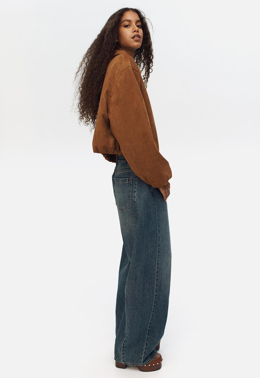 H&M - Baggy barrel regular waist jeans - dark denim blue