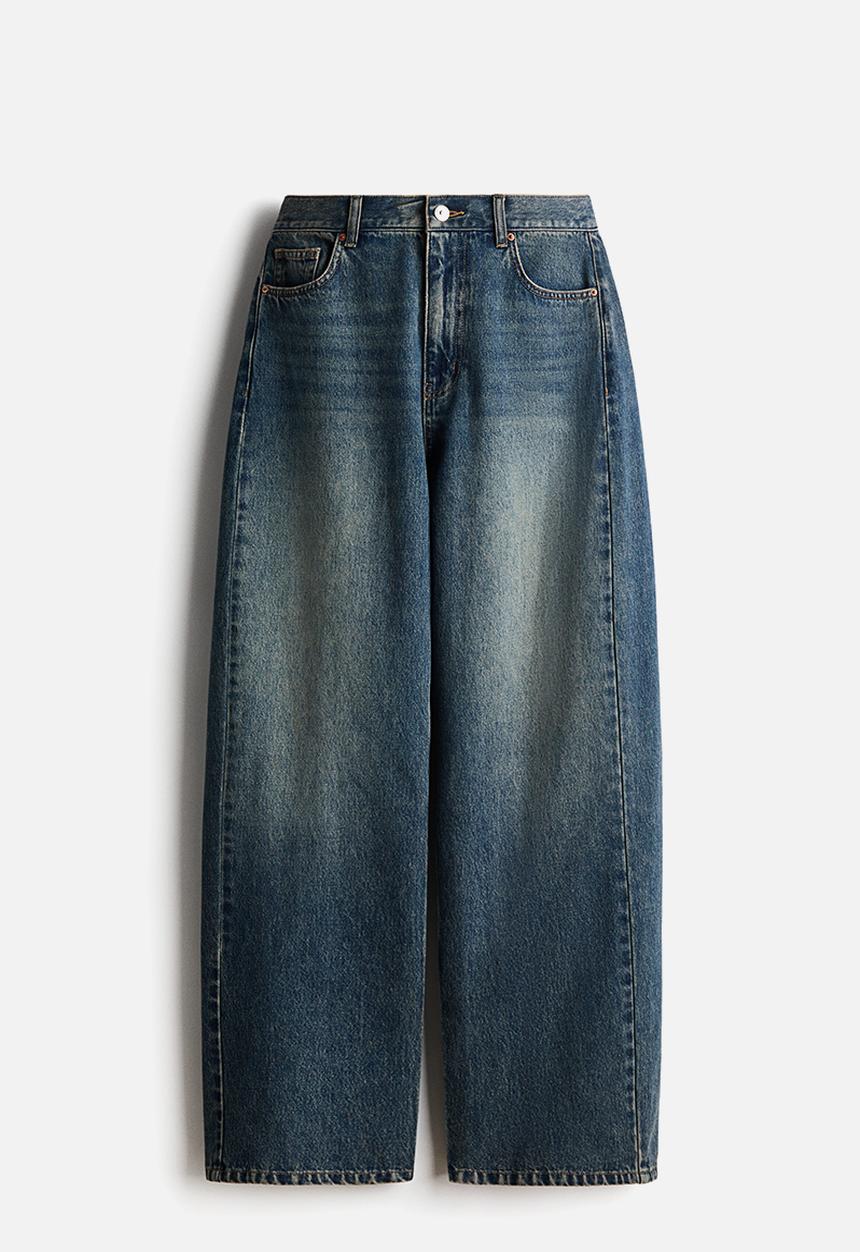 H&M - Baggy barrel regular waist jeans - dark denim blue