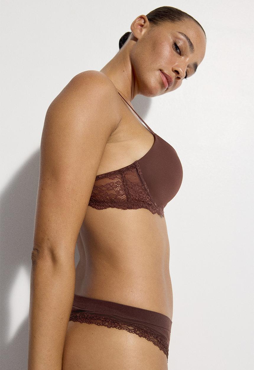 H&M - Microfibre push-up bra - brown