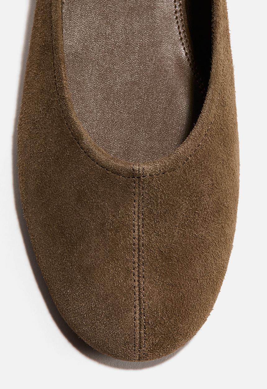 H&M - Suede ballet flats - dark khaki green