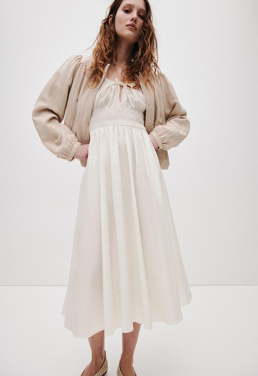 H&M - Smocked-waist dress - white