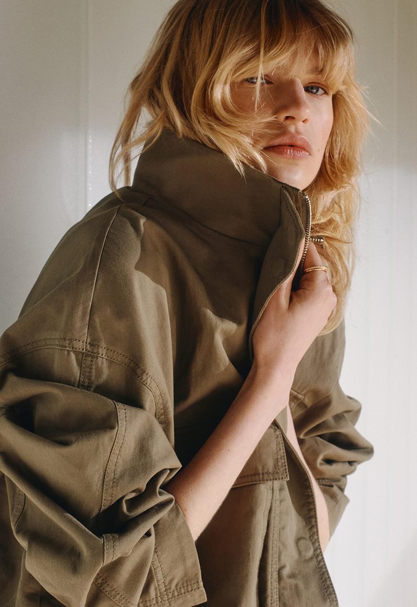 H&M - Oversized utility jacket - dusty khaki green