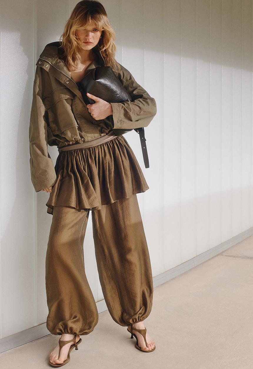 H&M - Oversized utility jacket - dusty khaki green