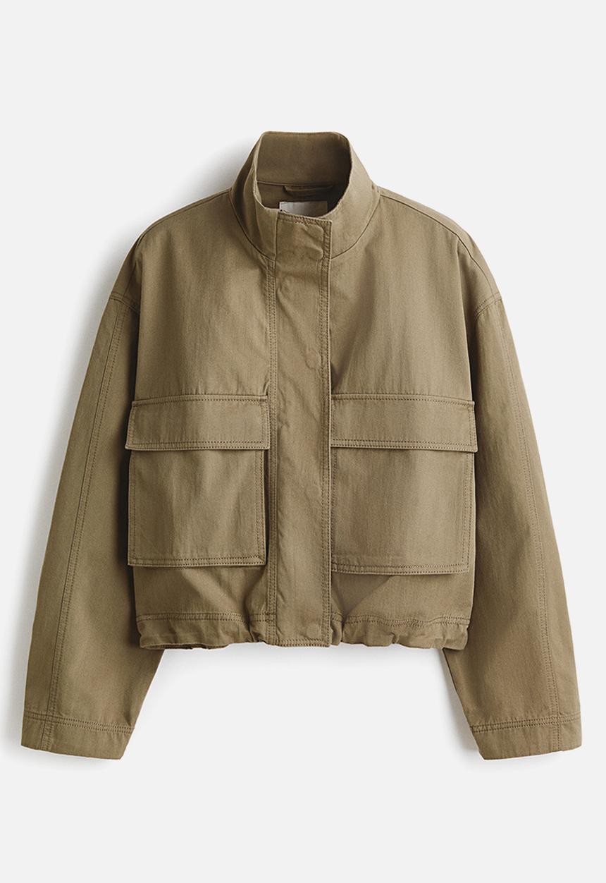 H&M - Oversized utility jacket - dusty khaki green