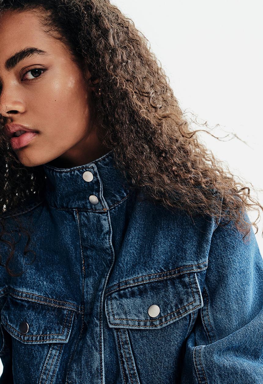 H&M - Cropped denim jacket - denim blue