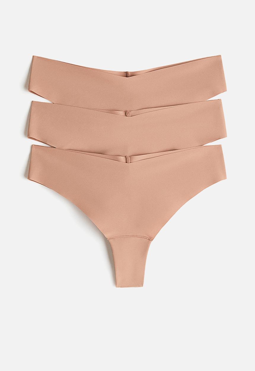 H&M - 3-pack invisible brazilian briefs - dark beige