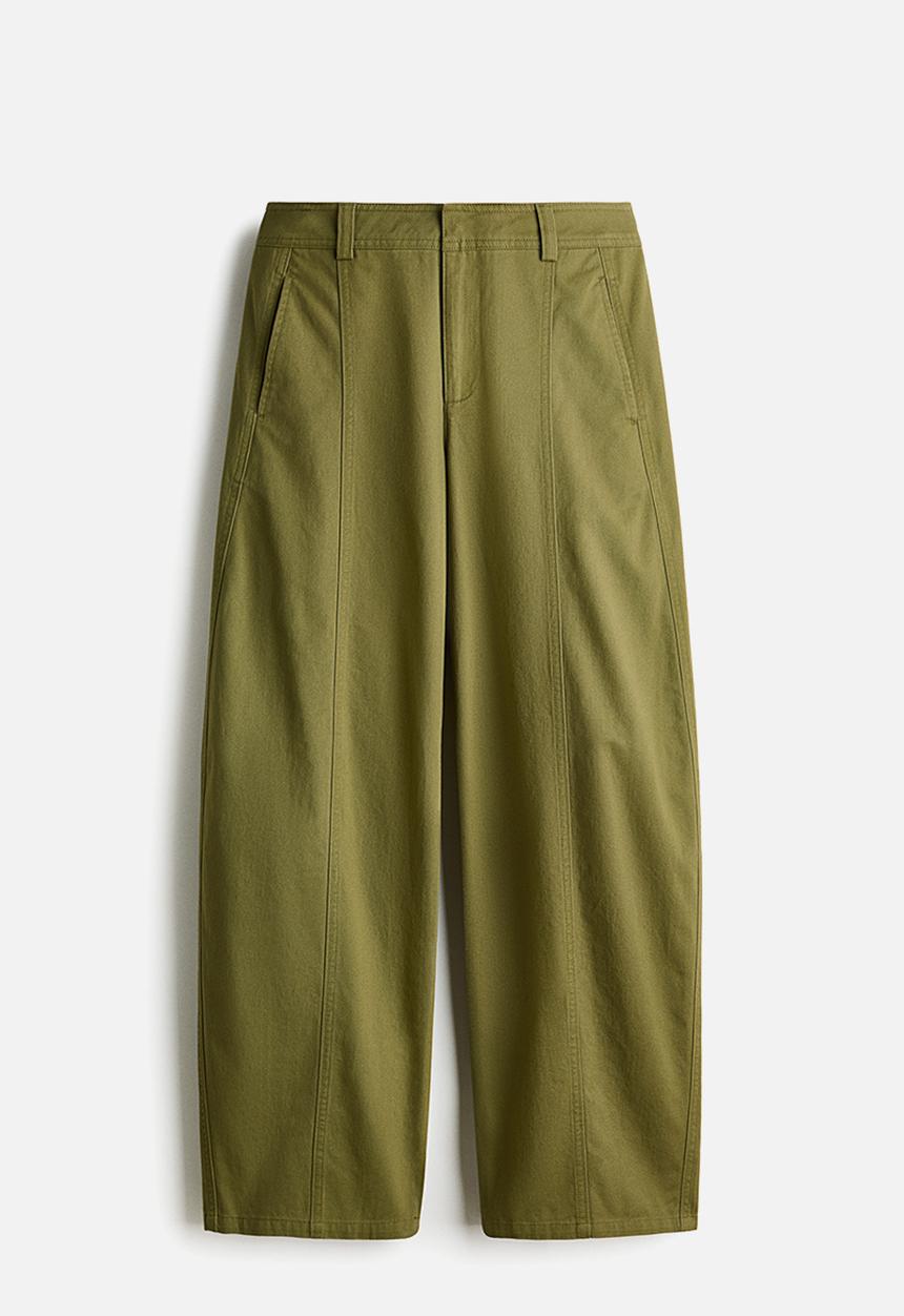 H&M - Barrel-leg cargo trousers - khaki green