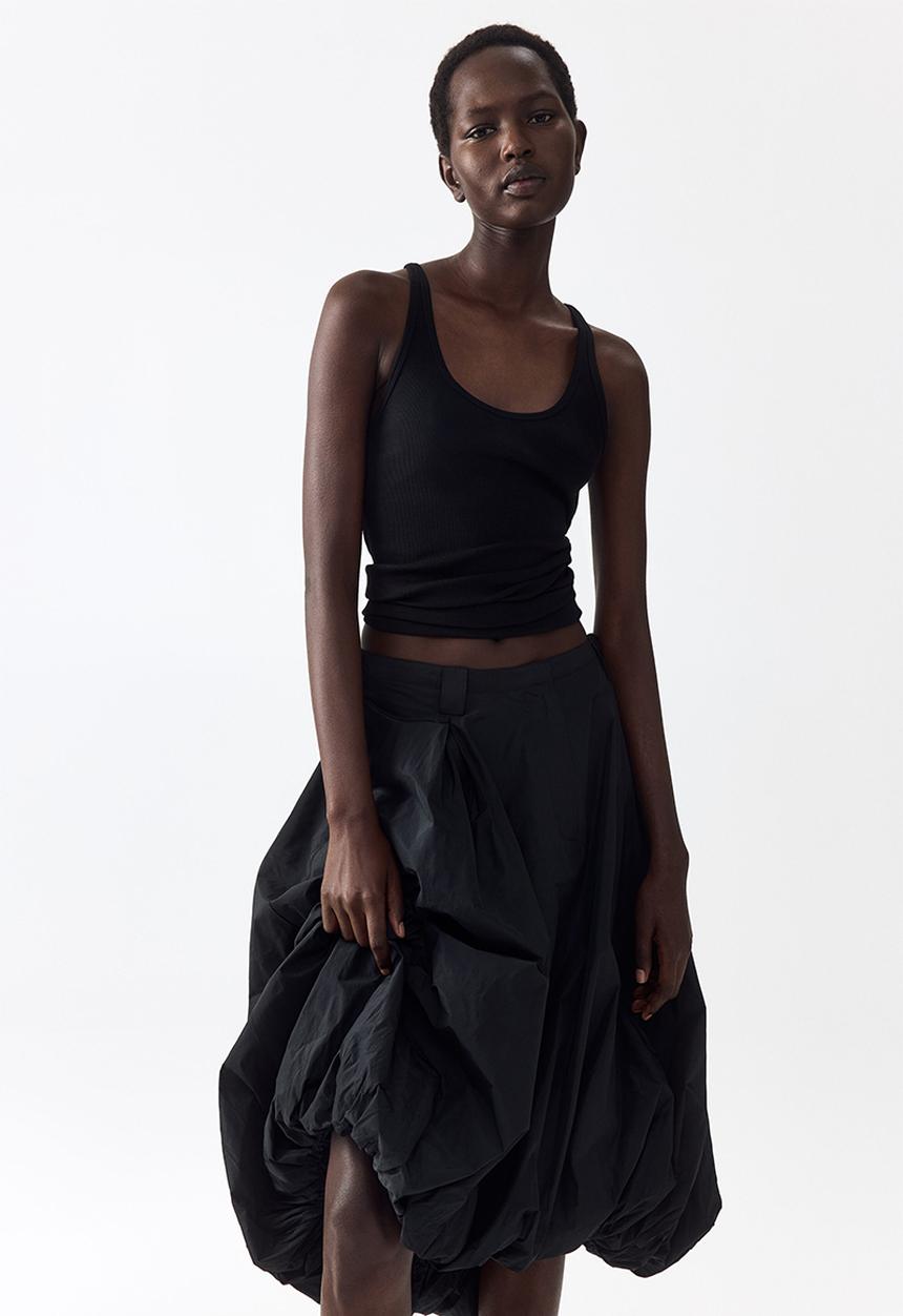 H&M - Balloon midi skirt - black