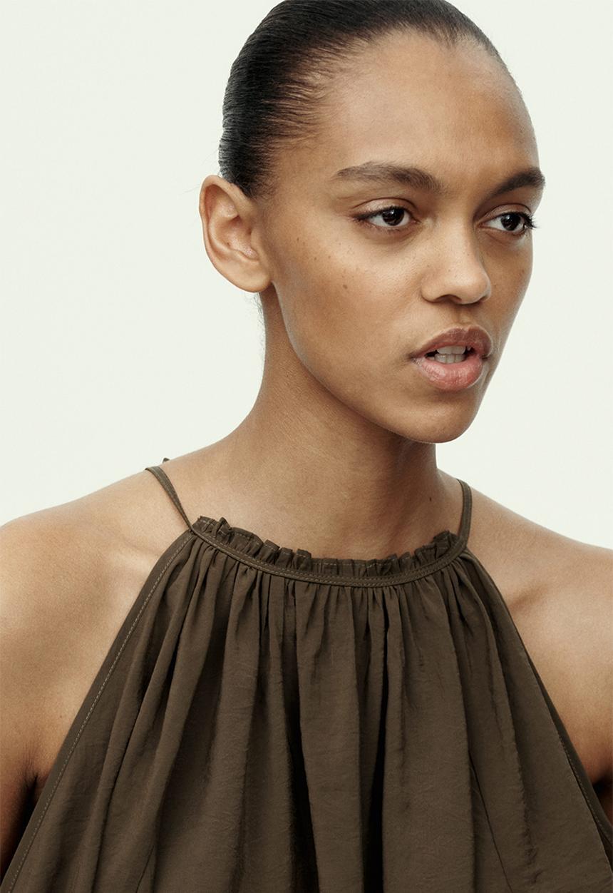 H&M - Cold-shoulder blouse - dark khaki green