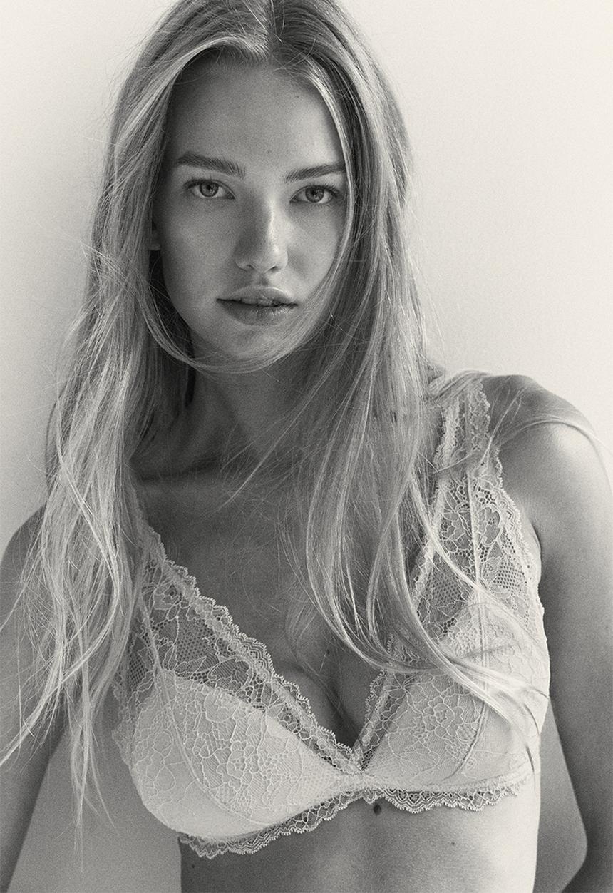 H&M - Padded soft lace bra - cream