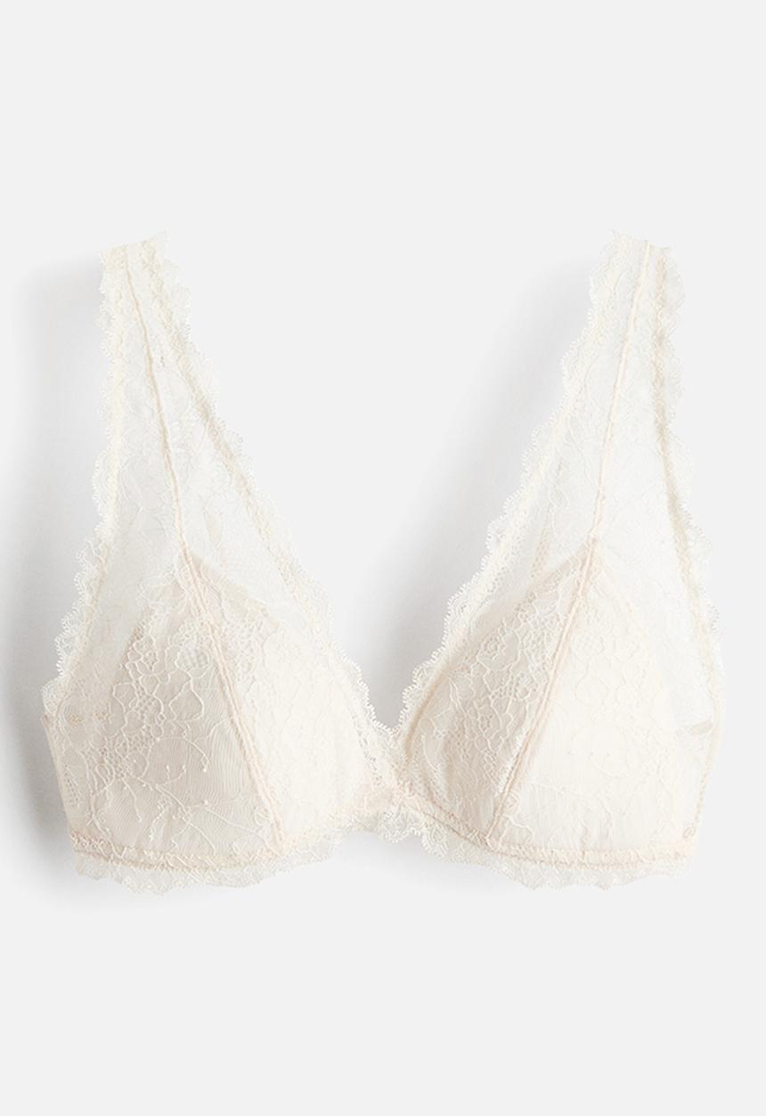 H&M - Padded soft lace bra - cream