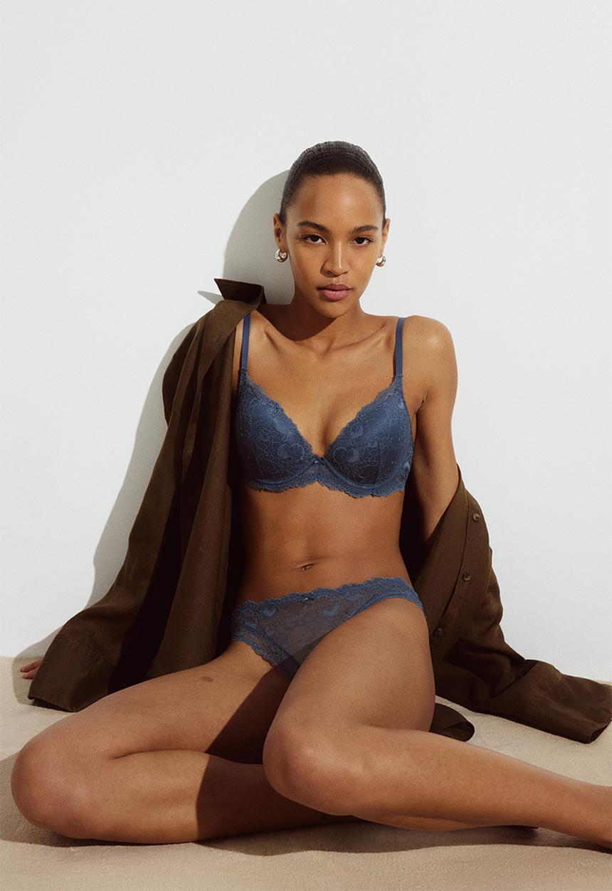 H&M - 2-pack lace brazilian briefs - dark blue
